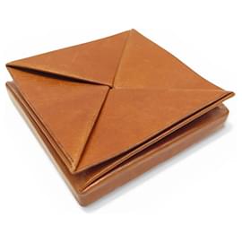 VINTAGE HERMES ZOULOU BROWN LEATHER DESK TRAY GOLD POCKET EMPTY - Hermès