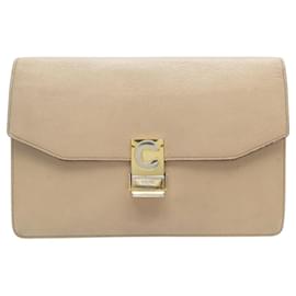 VINTAGE CELINE KLASSISCHE BEIGE LEDER POUCH CLUTCH TASCHEN - Céline