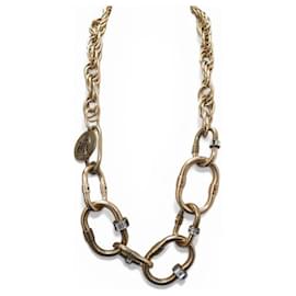 COLLANA VINTAGE LANVIN CATENA IN METALLO DORATO E STRASS COLLANA LUNGA 88 CM - Lanvin