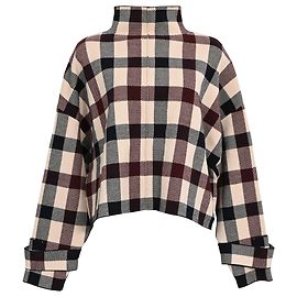 Pull en jacquard à col montant à carreaux cropped Victoria Victoria Beckham en viscose multicolore