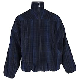 Giacca da tuta a quadri Balenciaga in lana vergine blu navy