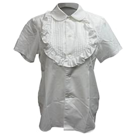 Comme Des Garcons Faltenrüschenshirt aus weißer Baumwollpopeline von Comme des Garçons Girl