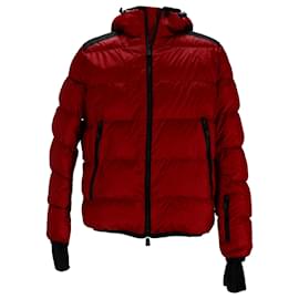 Moncler Grenoble Hintertux Kapuzen-Daunen-Skijacke aus Burgunder-Polyamid