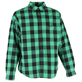 Camicia imbottita a quadri Buffalo di Balenciaga in cotone verde