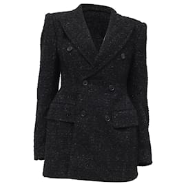 Blazer Hourglass de Tweed Balenciaga en Algodón Negro