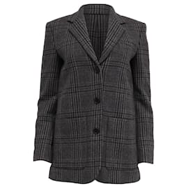 Grau Woll Blazer mit Ellbogen-Patches im Karomuster von Theory