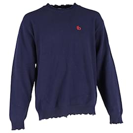 Navyblauer Wollpullover mit Balenciaga-Logo-Stickerei