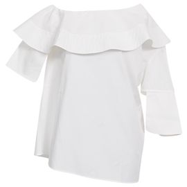 Blusa con volantes al hombro Victoria Victoria Beckham en algodón blanco