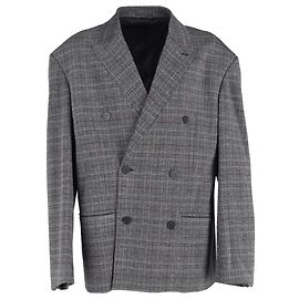 Balenciaga Übergroße karierte Doppelreiher-Blazer aus grauer Viskose