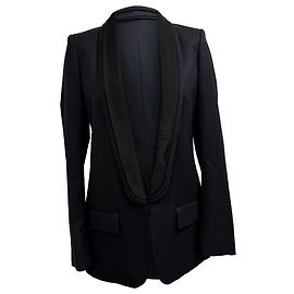 Stella Mc Cartney Blazer de Lana Azul Marino con Detalle de Solapa Contrastante de Stella McCartney