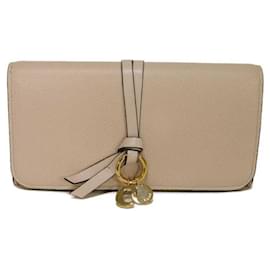 Cartera larga de cuero gris Chloé
