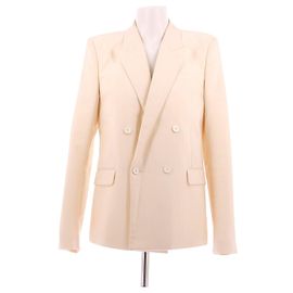 Saint Laurent Cremefarbener Wollblazer