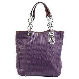 Borsa Tote Dior in pelle intrecciata viola