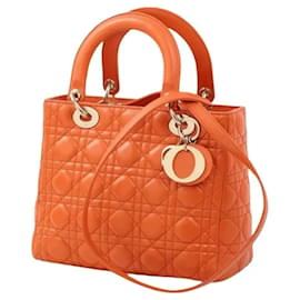 Sac Dior Lady Large en cuir cannage orange