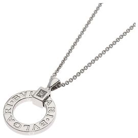 Bulgari Collier Bvlgari Double Logo en diamant 1P en or blanc 18K