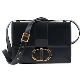 Dior 30 Montaigne Handtas aus schwarzem Box-Kalbsleder