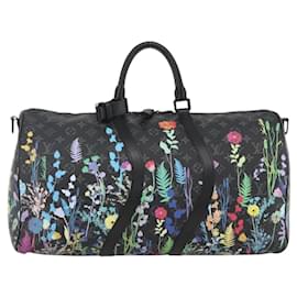 Borsa Keepall Bandoulière Louis Vuitton Edizione Limitata Foliage Monogram Eclipse 50