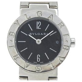 Bulgari Bvlgari Damenuhr mit schwarzem Zifferblatt aus Edelstahl
