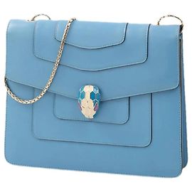 Borsa a spalla Bulgari Serpenti in pelle blu