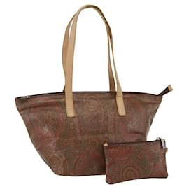 ETRO Paisley Tote Bag PVC Bordeaux Silver Auth am11145 - Etro