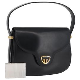Borsa a mano GUCCI in pelle nera e oro Auth BAZ009