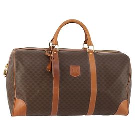 Céline Borsa Boston in tela Macadam CELINE in pelle PVC marrone oro Auth 174501
