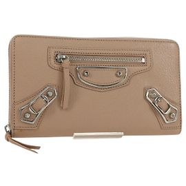 Portafoglio Lungo Continental BALENCIAGA Pelle Rosa Argento 390187 Auth SW2300M