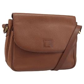 Bolso de Hombro Burberrys de Cuero 2 vías Marrón Oro Auth mr2215