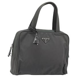 Borsa a mano PRADA in nylon grigio argento Auth BA11546