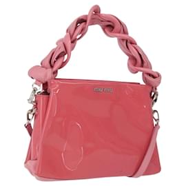 Bolso Miu Miu de cuero patentado 2 en 1 Rosa Plata Auth YKZ520