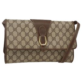 Gucci Borsa a Spalla GG Supreme PVC Beige Oro Auth ka3509