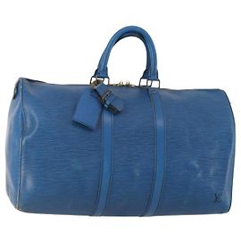 LOUIS VUITTON Epi Keepall 45 Borsa Boston Blu M42975 LV Auth ARZ760