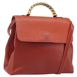 LOEWE Velazquez Borsa a Mano in Pelle 2in1 Arancione Oro Auth ka3639