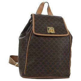Céline Zaino in tela Macadam CELINE in pelle PVC marrone oro Auth am11186A