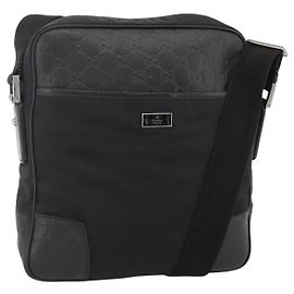 Borsa a spalla in tela GG Guccissima in pelle nera e argento GUCCI 162783 Auth bs34249