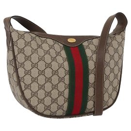 GUCCI GG Supreme Web Sherry Line Tasche aus PVC Beige Gold 10 01 3840 Auth SW2275