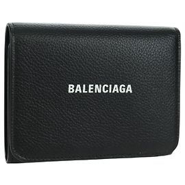 Portafoglio Trifold in Pelle Nera e Oro BALENCIAGA 655743 Auth SW2304M