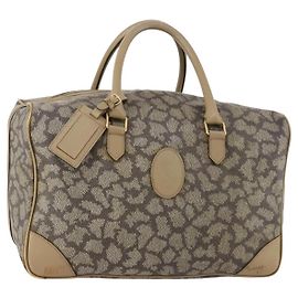 Saint Laurent Borsa Boston in PVC pelle beige grigia Auth 173616