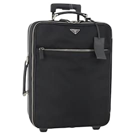 PRADA Estuche Trunk Nylon Negro Plata Auth fm5302 - Prada