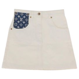 FALDA DE DENIM MONOGRAMA LOUIS VUITTON BLANCA LV Auth BAZ834M