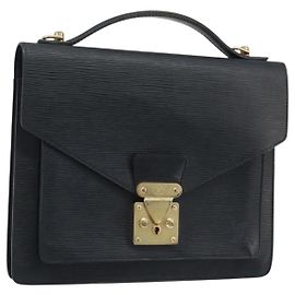 LOUIS VUITTON Borsa a Mano Epi Monceau 28 Nera M52122 LV Auth BA11749