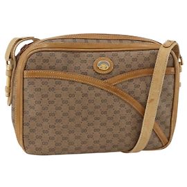 GUCCI Micro GG Supreme Schultertasche PVC Beige Gold 001 261 1096 Auth BA11772