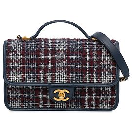 Chanel Petit Sac en Tweed École Mémoire avec Anse Supérieure à Rabat