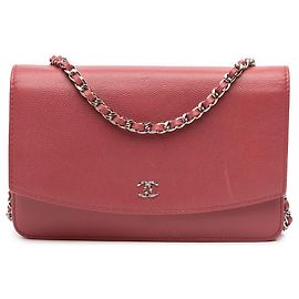 Portafoglio Chanel CC Caviar Sevruga con catena