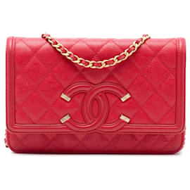 Chanel Caviar CC Geldbörse mit Kette