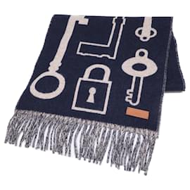Stola in cashmere Hermès in blu navy e beige