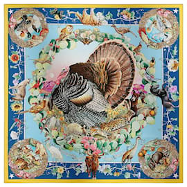 Hermès Foulard in seta Fauna e Flora del Texas 90 di Kermit Oliver