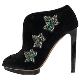 Pumps in suede nero con cristalli Alexander McQueen taglia 39 usati - Alexander Mcqueen