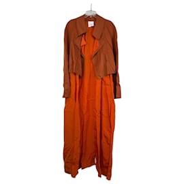 Agnona orange Kleid mit braunem Jacket