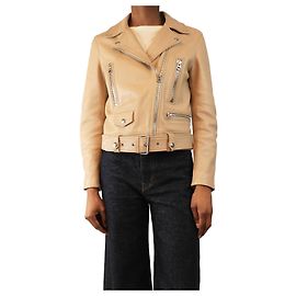 Acne Neutrale Lederbikerjacke - Größe UK 8